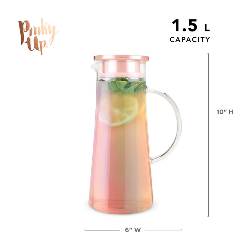 Pinky Up Charlie Iridescent Iced Tea Glass Carafe with Lid and Filter, Pitcher for Cold Coffee, Lemonade, Fruit Juices, Sparkling Water, Soda, 1.5L - Image 3